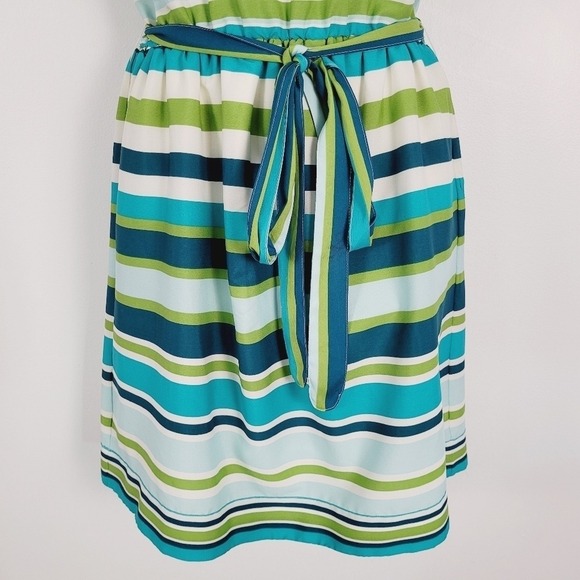 Banana Republic Green Multi-shade Striped Belted‎ Dress Size 6 - Picture 6 of 7